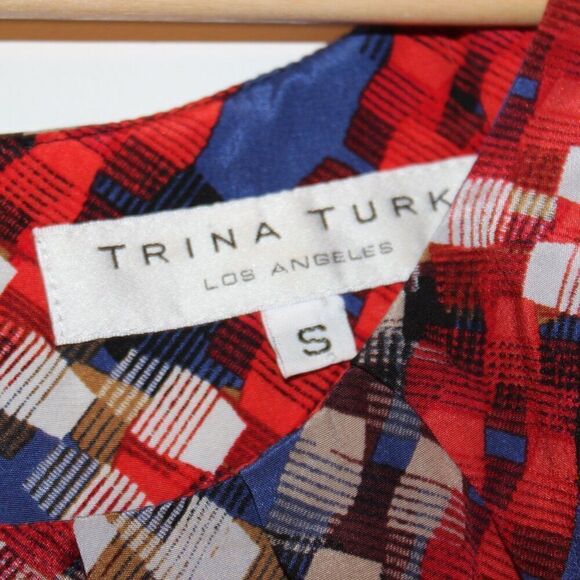 Trina Turk Multicolor Geometric Silk Sleeveless top Women's Size S - Picture 8 of 12